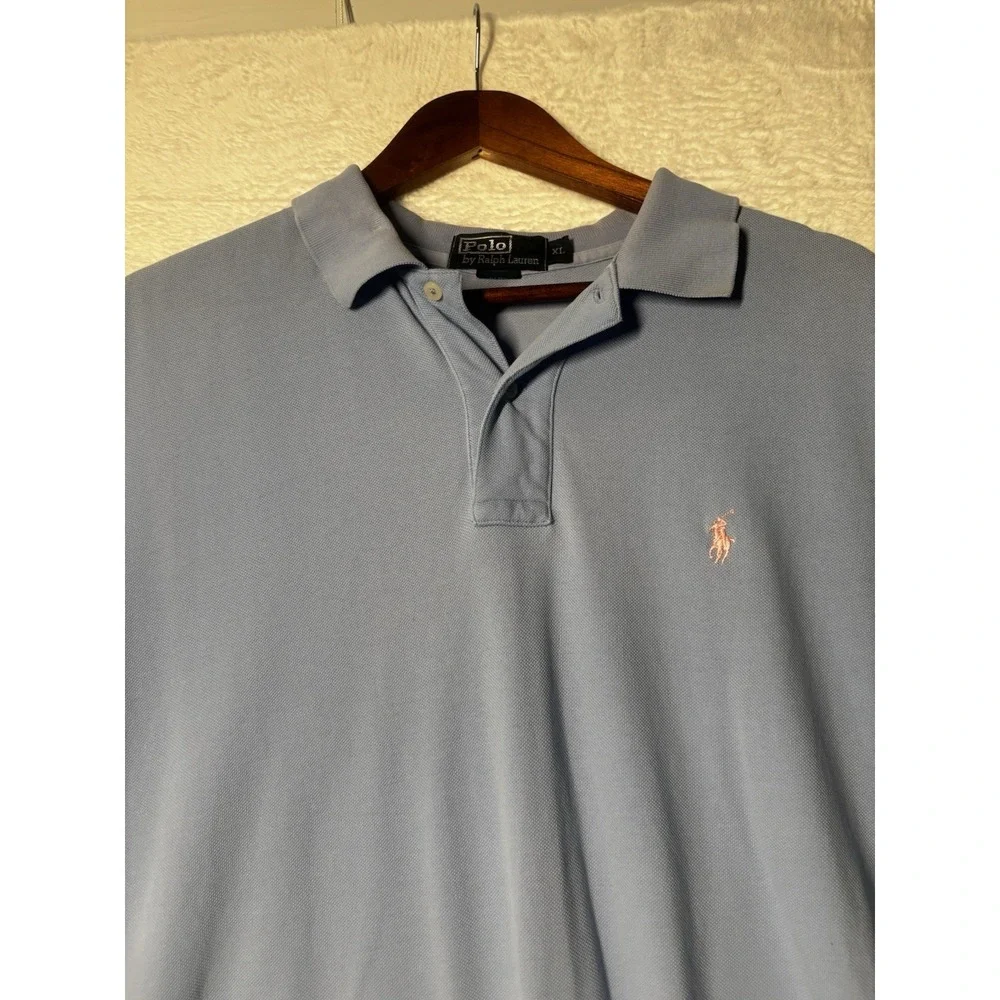 Ralph Lauren Polo Shirt Men's XL Light Blue Yellow Pony‎ Golf Golfer Rugby